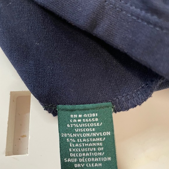 Lauren Ralph Lauren Navy Blue Lace-Up Pencil Skirt Career Office L - Picture 6 of 8